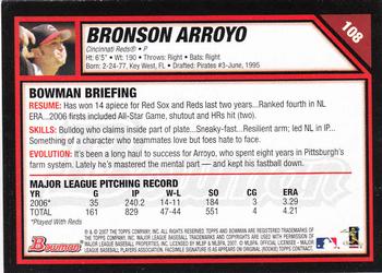 2007 Bowman #108 Bronson Arroyo Back