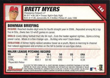 2007 Bowman #144 Brett Myers Back