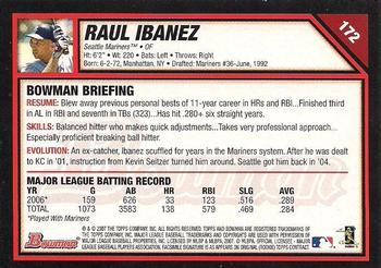 2007 Bowman #172 Raul Ibanez Back