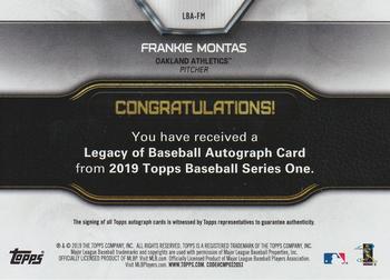 2019 Topps - Legacy of Baseball Autographs #LBA-FM Frankie Montas Back