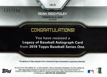 2019 Topps - Legacy of Baseball Autographs 150th Anniversary #LBA-SR Sean Reid-Foley Back