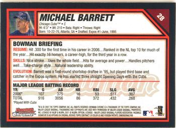 2007 Bowman Chrome #28 Michael Barrett Back
