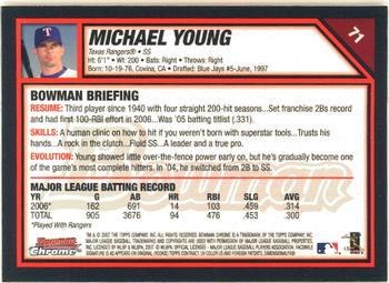 2007 Bowman Chrome #71 Michael Young Back