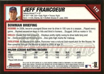 2007 Bowman Chrome #112 Jeff Francoeur Back