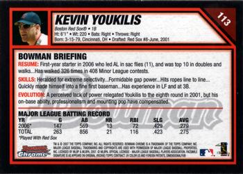 2007 Bowman Chrome #113 Kevin Youkilis Back