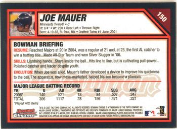 2007 Bowman Chrome #150 Joe Mauer Back