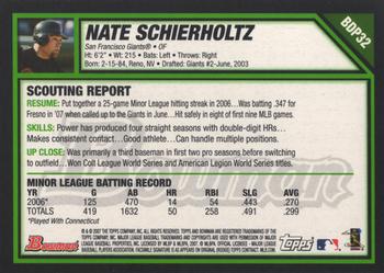 2007 Bowman Draft Picks & Prospects #BDP32 Nate Schierholtz Back