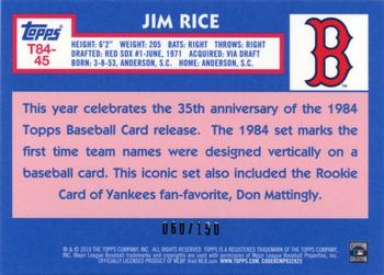 2019 Topps - 1984 Topps Baseball 35th Anniversary Chrome Silver Pack Blue (Series One) #T84-45 Jim Rice Back