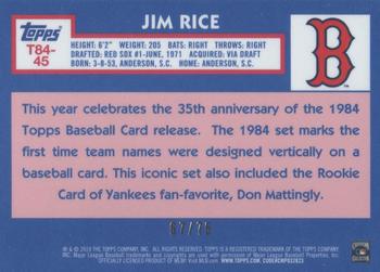 2019 Topps - 1984 Topps Baseball 35th Anniversary Chrome Silver Pack Purple (Series One) #T84-45 Jim Rice Back