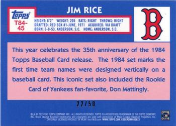 2019 Topps - 1984 Topps Baseball 35th Anniversary Chrome Silver Pack Gold (Series One) #T84-45 Jim Rice Back