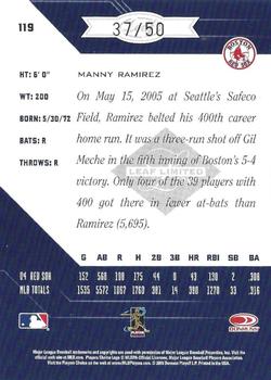 2005 Leaf Limited - Silver Spotlight #119 Manny Ramirez Back