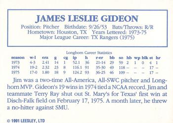 1992 Leesley Texas Longhorns #NNO Jim Gideon Back