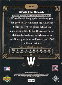 2007 SP Legendary Cuts #100 Rick Ferrell Back