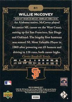 2007 SP Legendary Cuts #81 Willie McCovey Back