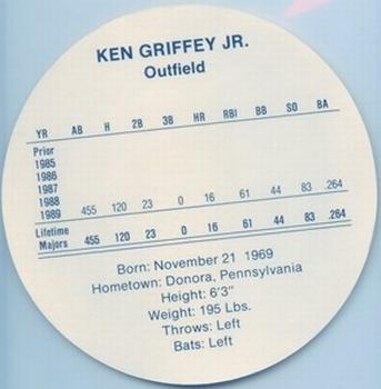 1990 Cadaco Discs #NNO Ken Griffey Jr. Back