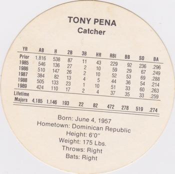 1990 Cadaco Discs #NNO Tony Pena Back