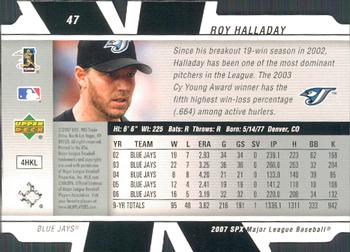 2007 SPx #47 Roy Halladay Back