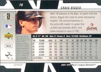 2007 SPx #70 Craig Biggio Back