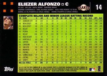 2007 Topps #14 Eliezer Alfonzo Back