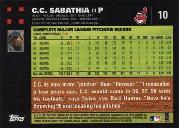2007 Topps #10 C.C. Sabathia Back