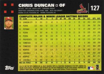 2007 Topps #127 Chris Duncan Back