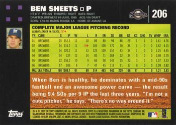 2007 Topps #206 Ben Sheets Back