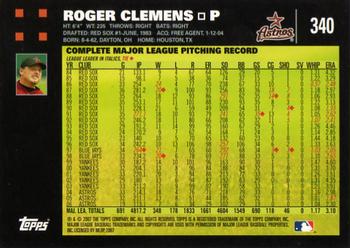 2007 Topps #340 Roger Clemens Back