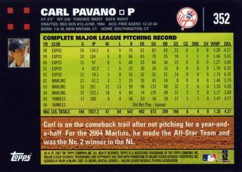 2007 Topps #352 Carl Pavano Back
