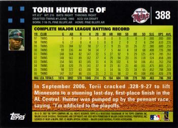 2007 Topps #388 Torii Hunter Back
