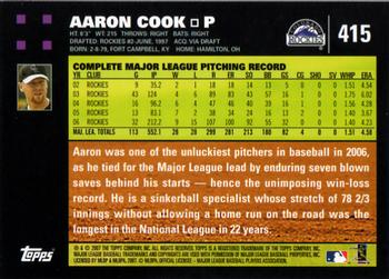 2007 Topps #415 Aaron Cook Back