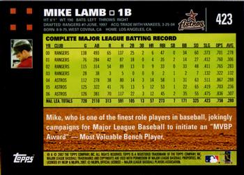 2007 Topps #423 Mike Lamb Back