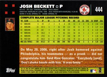 2007 Topps #444 Josh Beckett Back