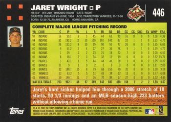 2007 Topps #446 Jaret Wright Back