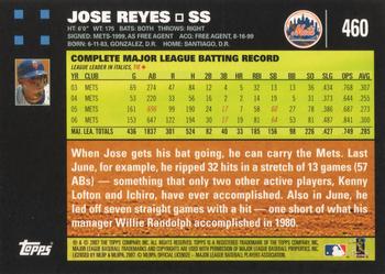 2007 Topps #460 Jose Reyes Back