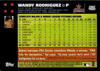 2007 Topps #486 Wandy Rodriguez Back