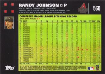 2007 Topps #560 Randy Johnson Back