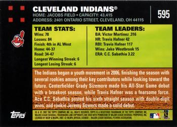 2007 Topps #595 Cleveland Indians Back