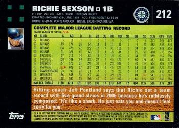 2007 Topps #212 Richie Sexson Back
