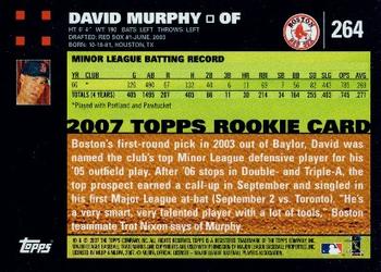 2007 Topps #264 David Murphy Back