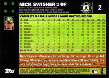 2007 Topps #2 Nick Swisher Back