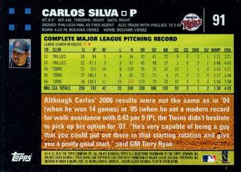 2007 Topps #91 Carlos Silva Back