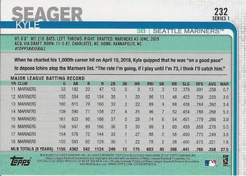 2019 Topps - Yellow #232 Kyle Seager Back