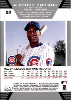 2007 Topps Co-Signers #20 Alfonso Soriano Back