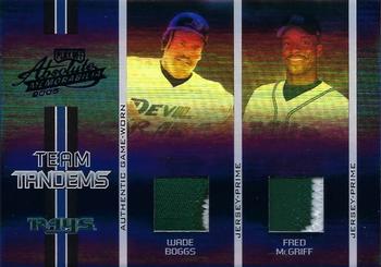 2005 Playoff Absolute Memorabilia - Team Tandems Swatch Single Spectrum Prime Black #TT-16 Wade Boggs / Fred McGriff Front