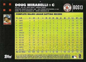 2007 Topps Gift Sets Boston Red Sox #BOS13 Doug Mirabelli Back