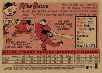 2007 Topps Heritage #99 Wes Helms Back