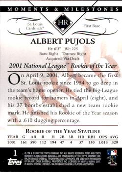 2007 Topps Moments & Milestones #1-12 Albert Pujols Back