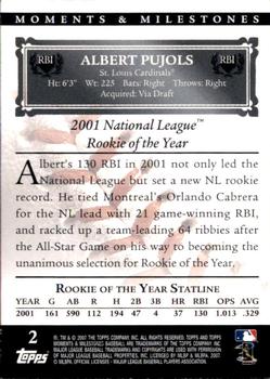 2007 Topps Moments & Milestones #2-2 Albert Pujols Back