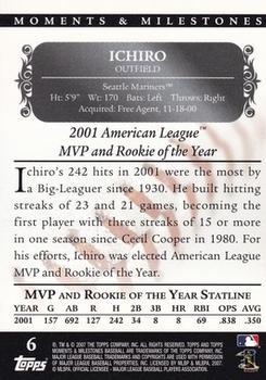 2007 Topps Moments & Milestones #6-222 Ichiro Suzuki Back