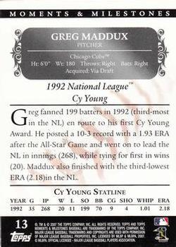 2007 Topps Moments & Milestones #13-2 Greg Maddux Back